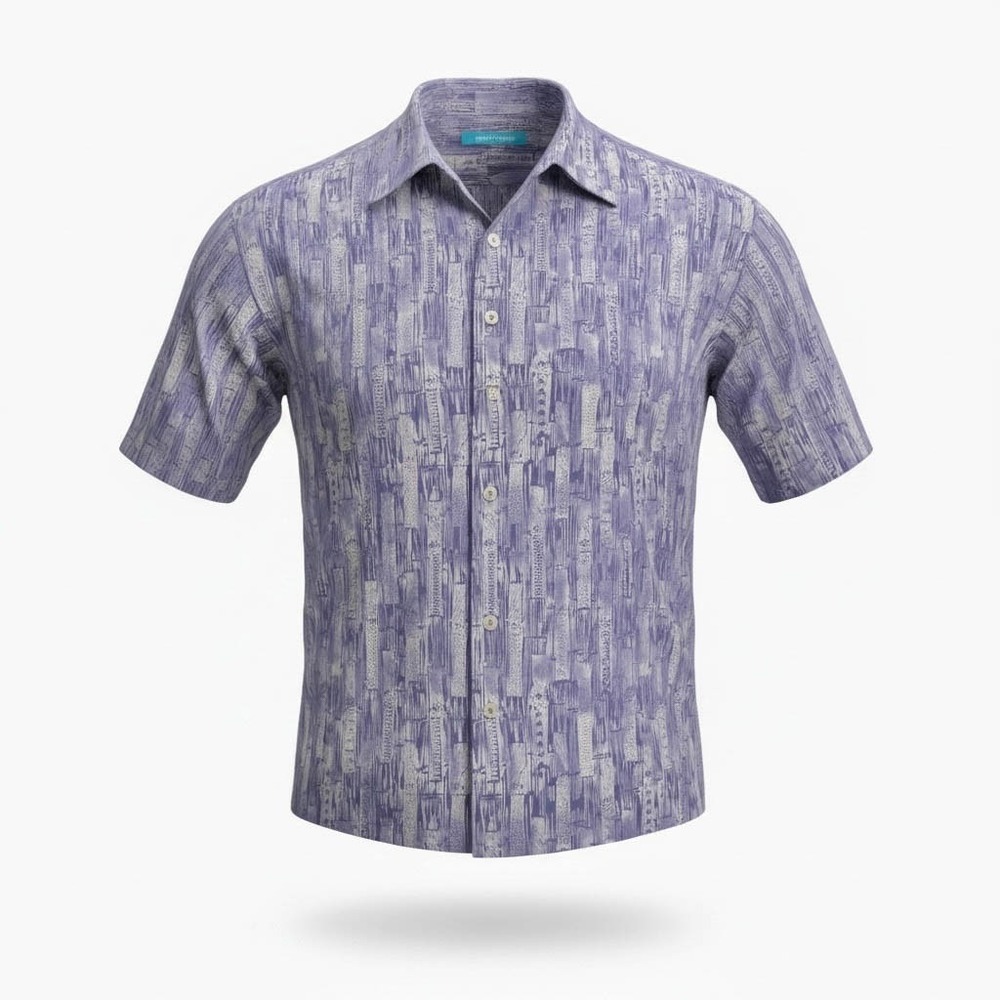 Tori Richard Hawaiian Aloha Shirt Medium Tribal Symbols Bamboo Blue
